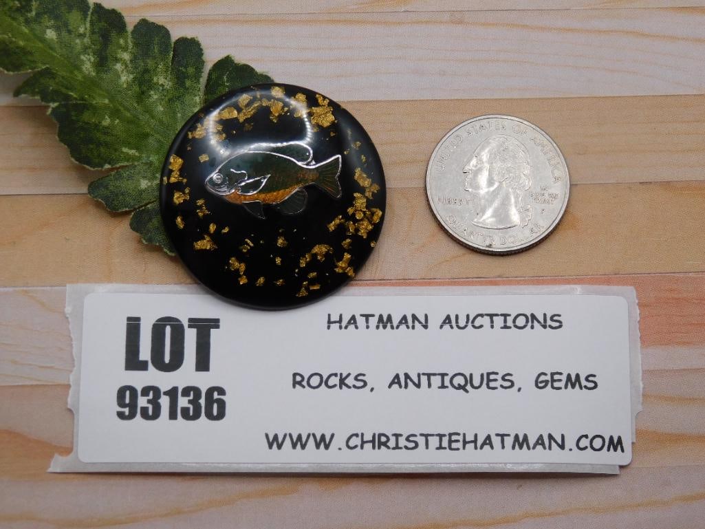 GOLD FLECKED BASS CABOCHON ROCK STONE LAPIDARY SPECIMEN: GOLD FLECKED BASS CABOCHON ROCK STONE LAPIDARY SPECIMEN