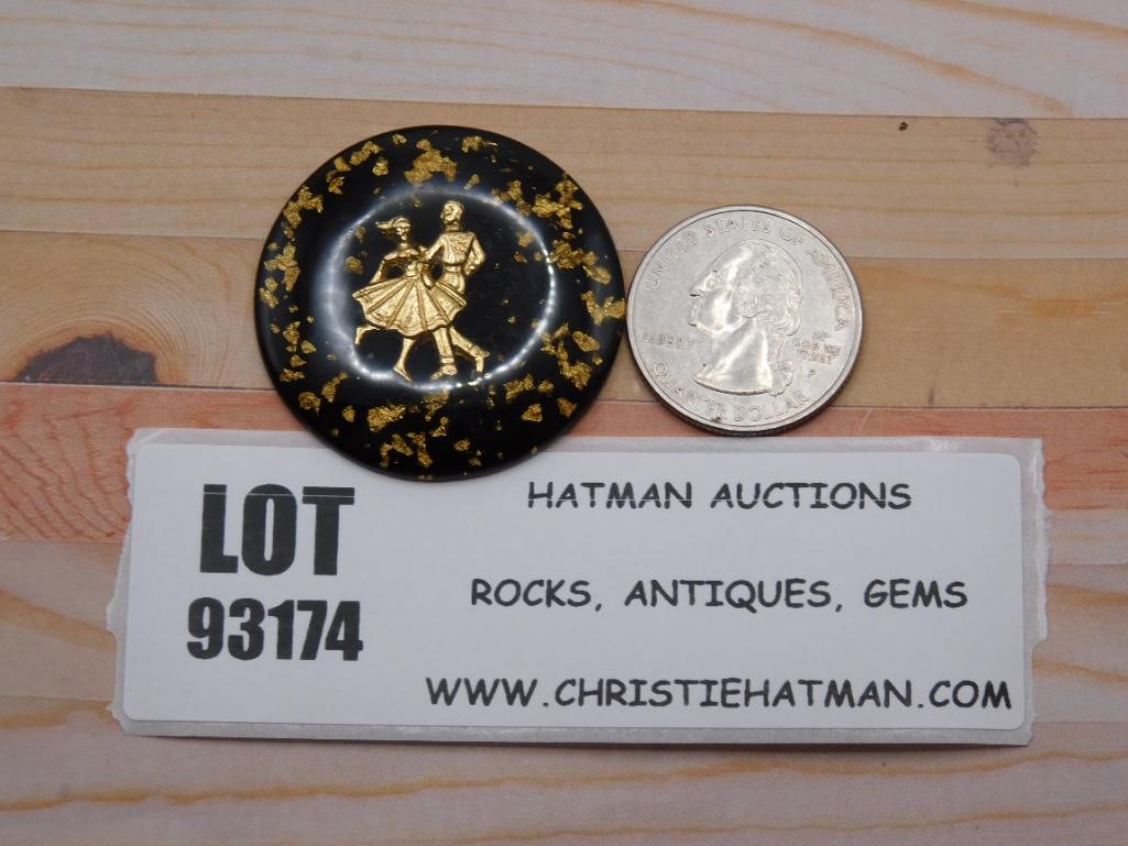 GOLD FLECKED DANCERS CABOCHON ROCK STONE LAPIDARY SPECIMEN (1 of 1)