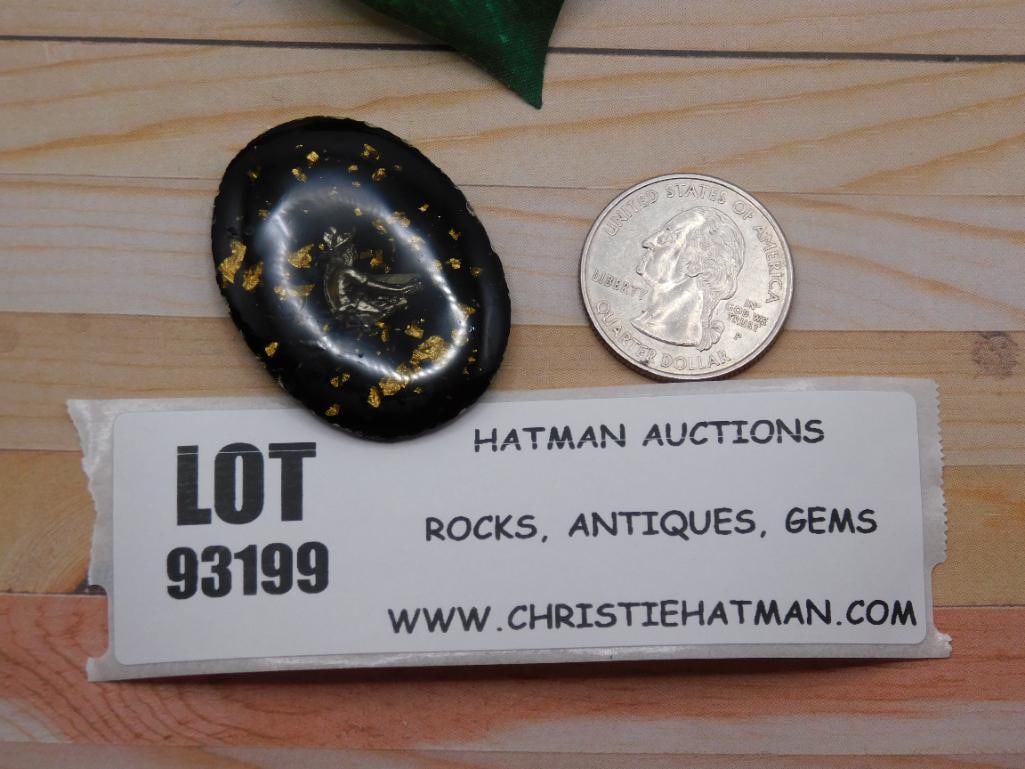 GOLD FLECKED COWBOY CABOCHON ROCK STONE LAPIDARY SPECIMEN: GOLD FLECKED COWBOY CABOCHON ROCK STONE LAPIDARY SPECIMEN
