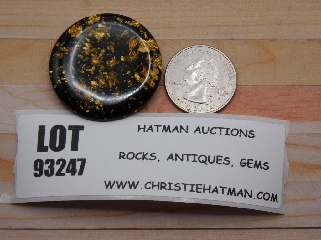 GOLD FLECKED CABOCHON ROCK STONE LAPIDARY SPECIMEN: GOLD FLECKED CABOCHON ROCK STONE LAPIDARY SPECIMEN