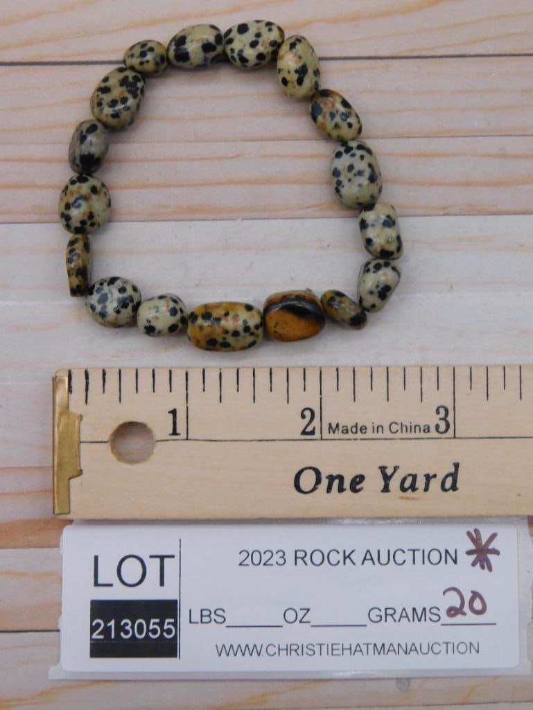 BEADED STONE BRACELET ROCK STONE LAPIDARY SPECIMEN: BEADED STONE BRACELET ROCK STONE LAPIDARY SPECIMEN