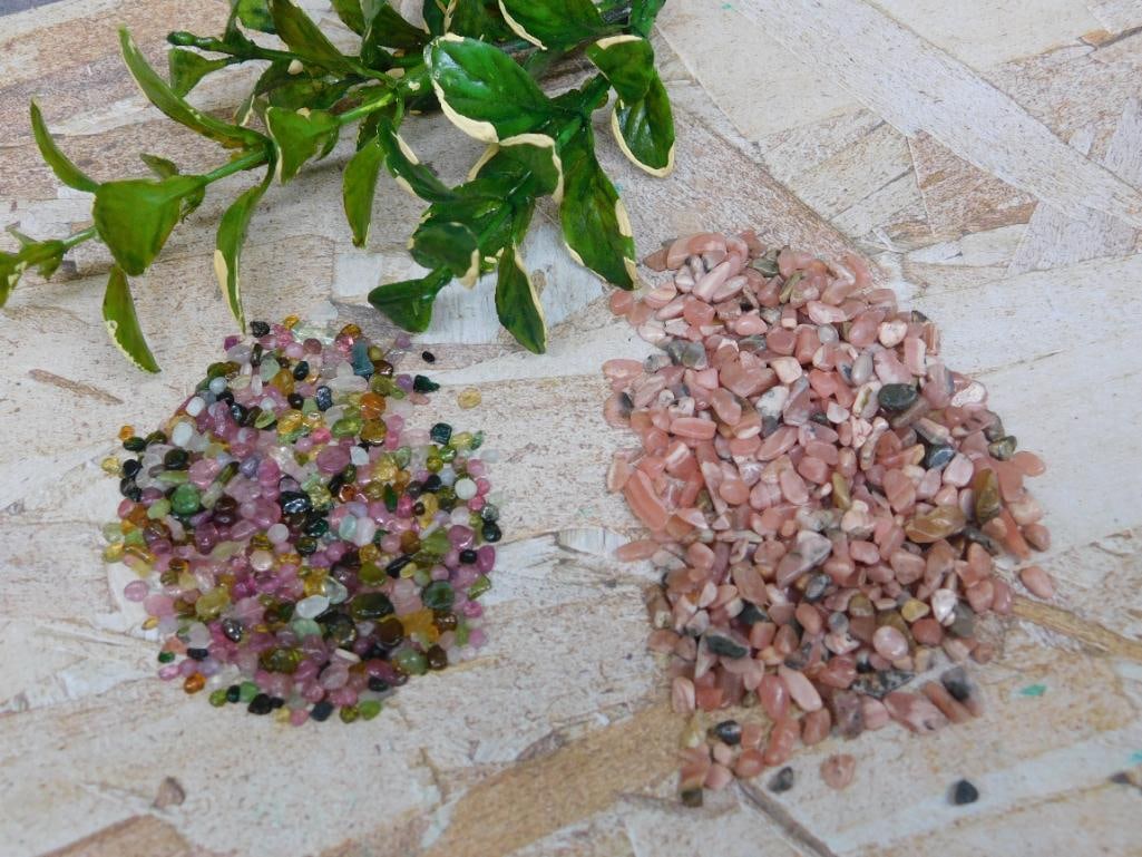 RHODOCHROSITE AND TOURMALINE ROCK STONE LAPIDARY SPECIMEN: RHODOCHROSITE AND TOURMALINE ROCK STONE LAPIDARY SPECIMEN — Part of our Discover Hidden Harbor, Crystals and Gems auction at HATMAN'S Auctions! Please see photos for measurements and condition.