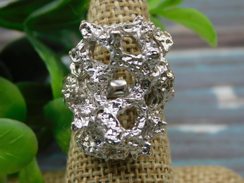 SILVER TONE RING ROCK STONE LAPIDARY SPECIMEN (1 of 2)