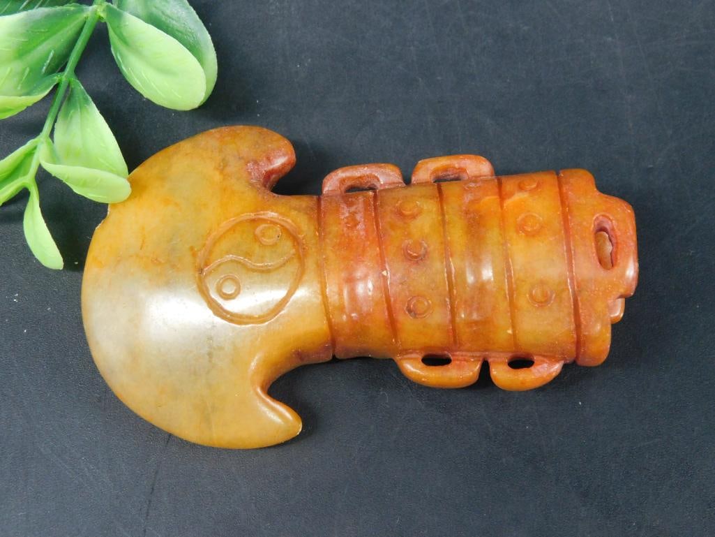 CARVED JADE ROCK STONE LAPIDARY SPECIMEN: CARVED JADE ROCK STONE LAPIDARY SPECIMEN — Part of our Discover Hidden Harbor, Crystals and Gems auction at HATMAN'S Auctions! Please see photos for measurements and condition. YES, we have