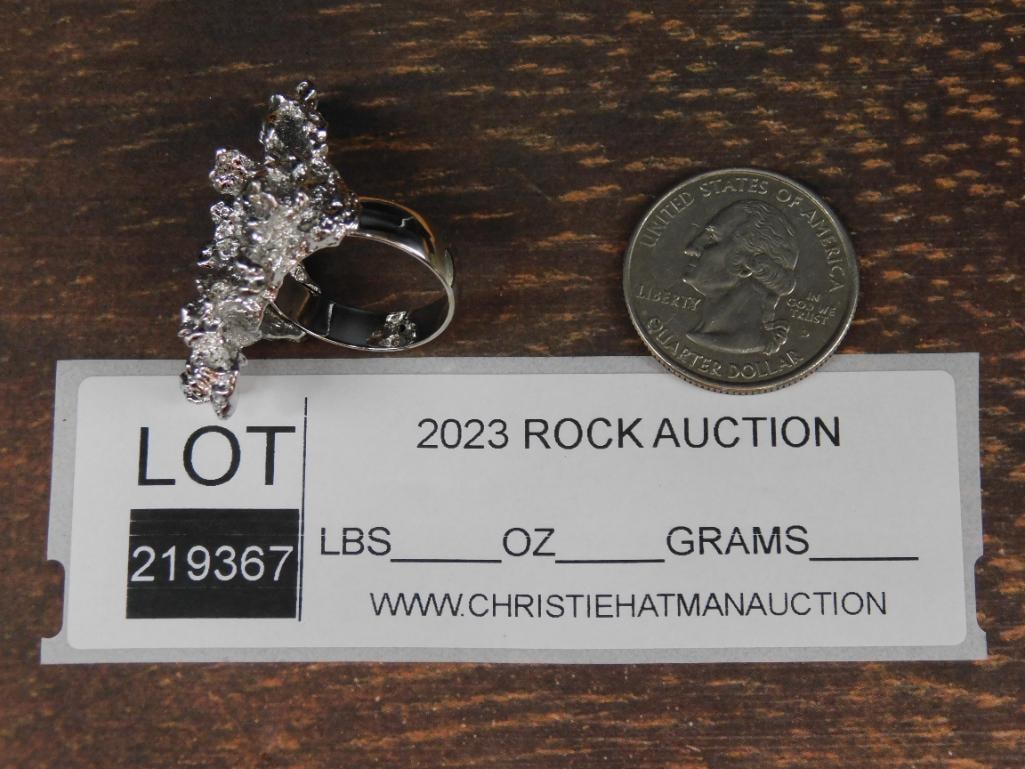 SILVER TONE RING ROCK STONE LAPIDARY SPECIMEN - 2