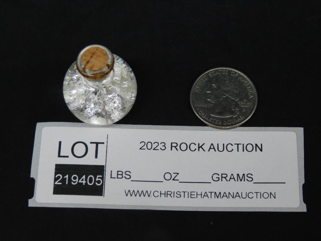 SILVER FLAKES IN BOTTLE ROCK STONE LAPIDARY SPECIMEN - 2