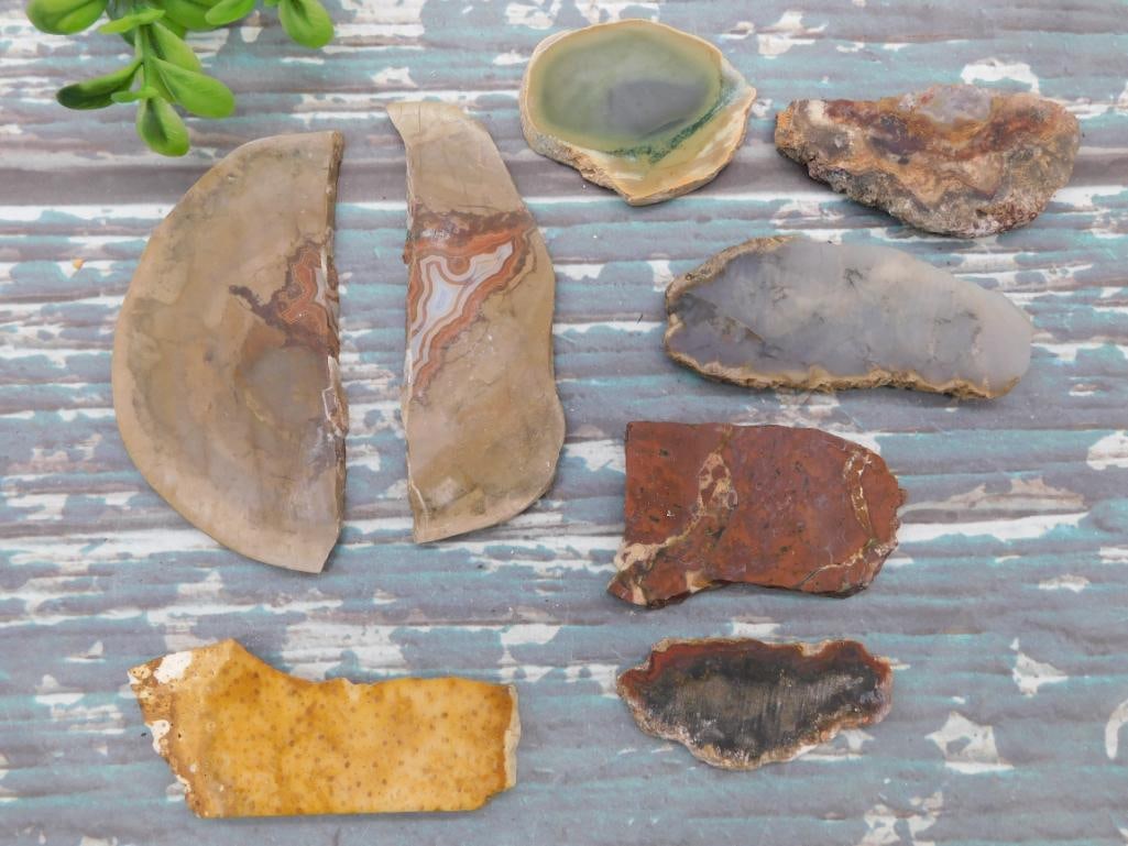 SLABS ROCK STONE LAPIDARY SPECIMEN: SLABS ROCK STONE LAPIDARY SPECIMEN - Part of our Discover Golden Attic, Crystals and Gems auction at HATMAN'S Auctions! Please see photos for measurements and condition. YES, we have in-house