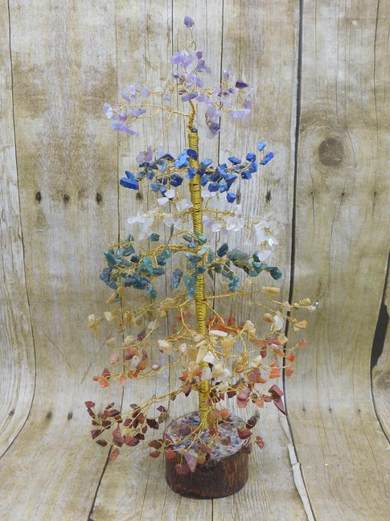 MIXED STONE TREE ROCK STONE LAPIDARY SPECIMEN: MIXED STONE TREE ROCK STONE LAPIDARY SPECIMEN - Part of our Discover Golden Attic, Crystals and Gems auction at HATMAN'S Auctions! Please see photos for measurements and condition. YES, we have in-hou