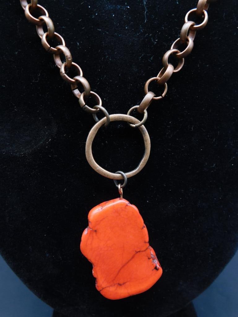 GENUINE STONE PENDANT ON CHAIN NECKLACE: GENUINE STONE PENDANT ON CHAIN NECKLACE - Part of our Discover Golden Attic, Crystals and Gems auction at HATMAN'S Auctions! Please see photos for measurements and condition. YES, we have in-house