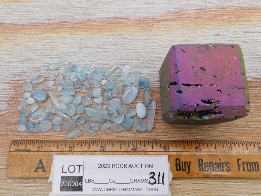 MIXED LOT ROCK STONE LAPIDARY SPECIMEN: MIXED LOT ROCK STONE LAPIDARY SPECIMEN - Part of our Discover Golden Attic, Crystals and Gems auction at HATMAN'S Auctions! Please see photos for measurements and condition. YES, we have in-house