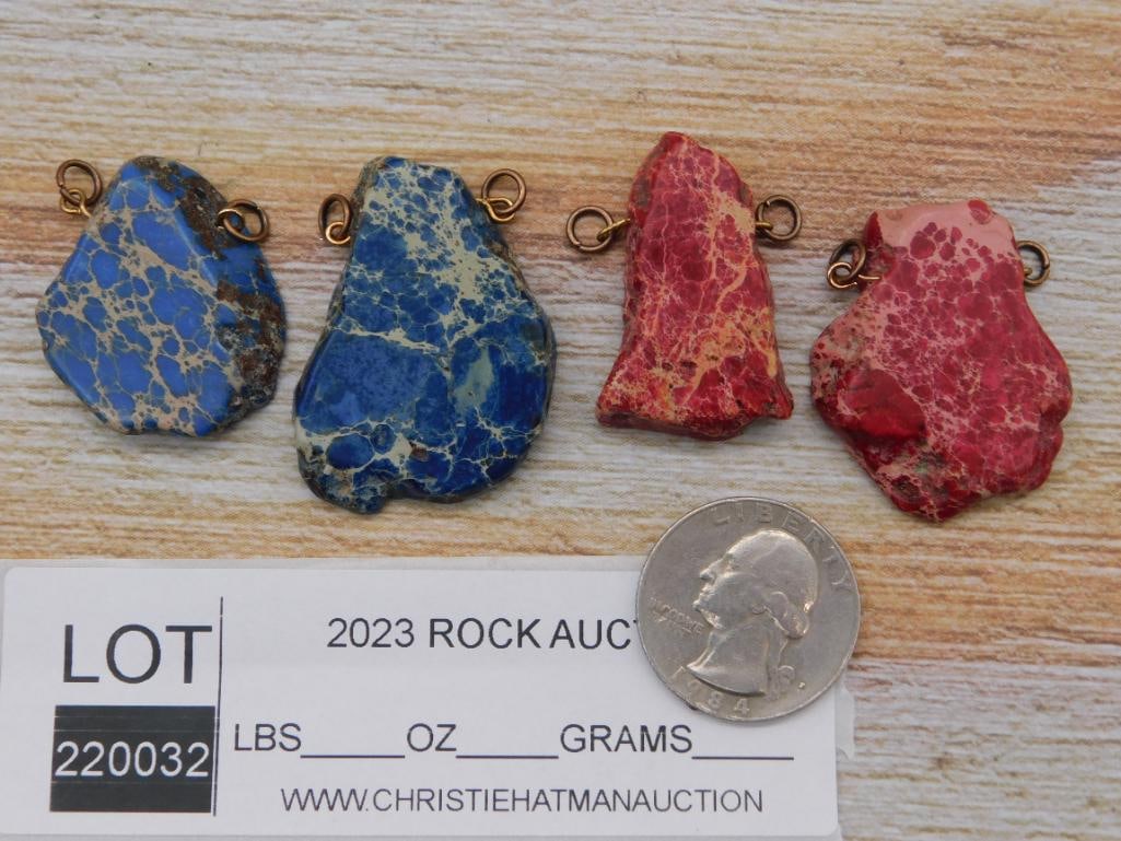 IMPRESSION JASPER PENDANTS ROCK STONE LAPIDARY SPECIMEN: IMPRESSION JASPER PENDANTS ROCK STONE LAPIDARY SPECIMEN - Part of our Discover Golden Attic, Crystals and Gems auction at HATMAN'S Auctions! Please see photos for measurements and condition. YES, we