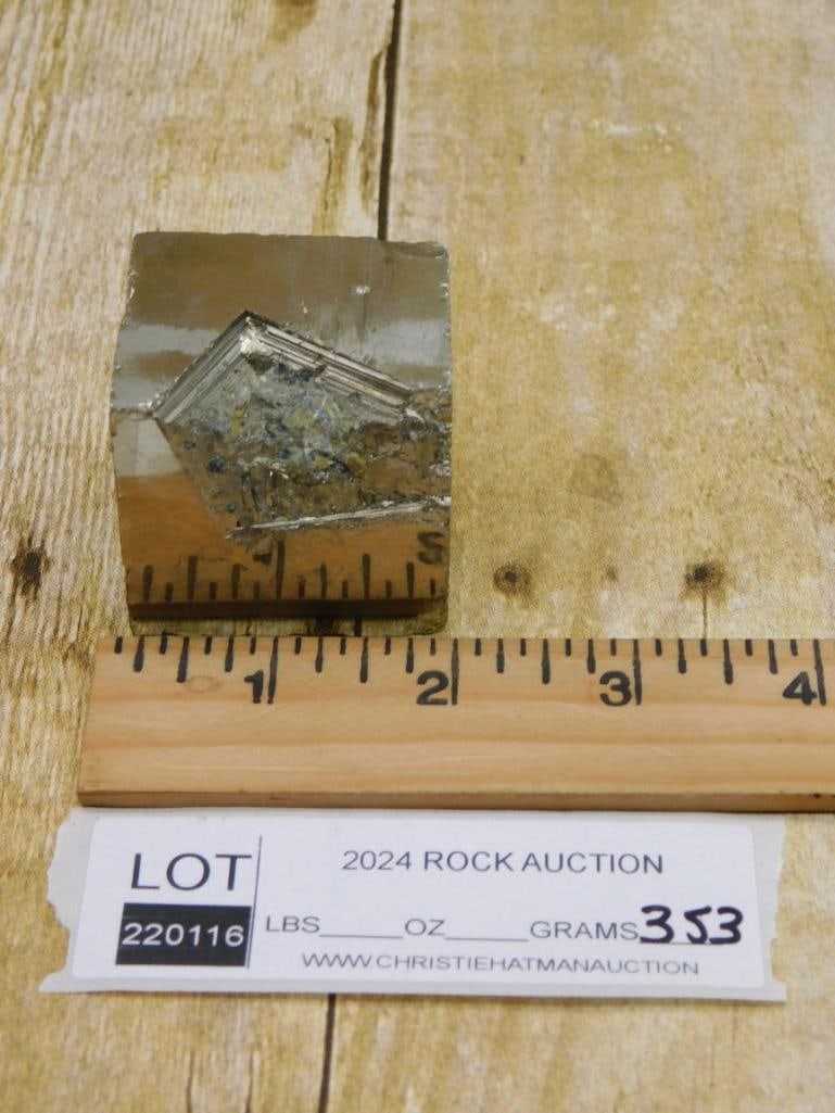 NATURAL FORMATION SPANISH PYRITE ROCK STONE LAPIDARY SPECIMEN: NATURAL FORMATION SPANISH PYRITE ROCK STONE LAPIDARY SPECIMEN - Part of our Discover Golden Attic, Crystals and Gems auction at HATMAN'S Auctions! Please see photos for measurements and condition.