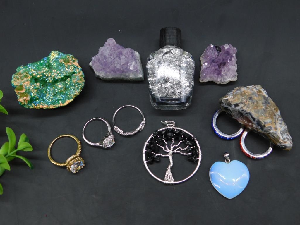 MIXED LOT ROCK STONE LAPIDARY SPECIMEN: MIXED LOT ROCK STONE LAPIDARY SPECIMEN - Part of our Discover Golden Attic, Crystals and Gems auction at HATMAN'S Auctions! Please see photos for measurements and condition. YES, we have in-house