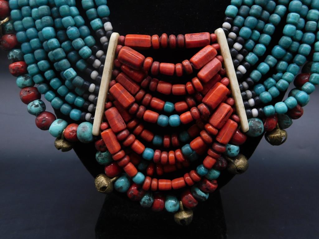 MULTICOLORED TRADITIONAL AFRICAN TRADE BEAD NECKLACE: MULTICOLORED TRADITIONAL AFRICAN TRADE BEAD NECKLACE - Part of our Discover Golden Attic, Crystals and Gems auction at HATMAN'S Auctions! Please see photos for measurements and condition. YES, we