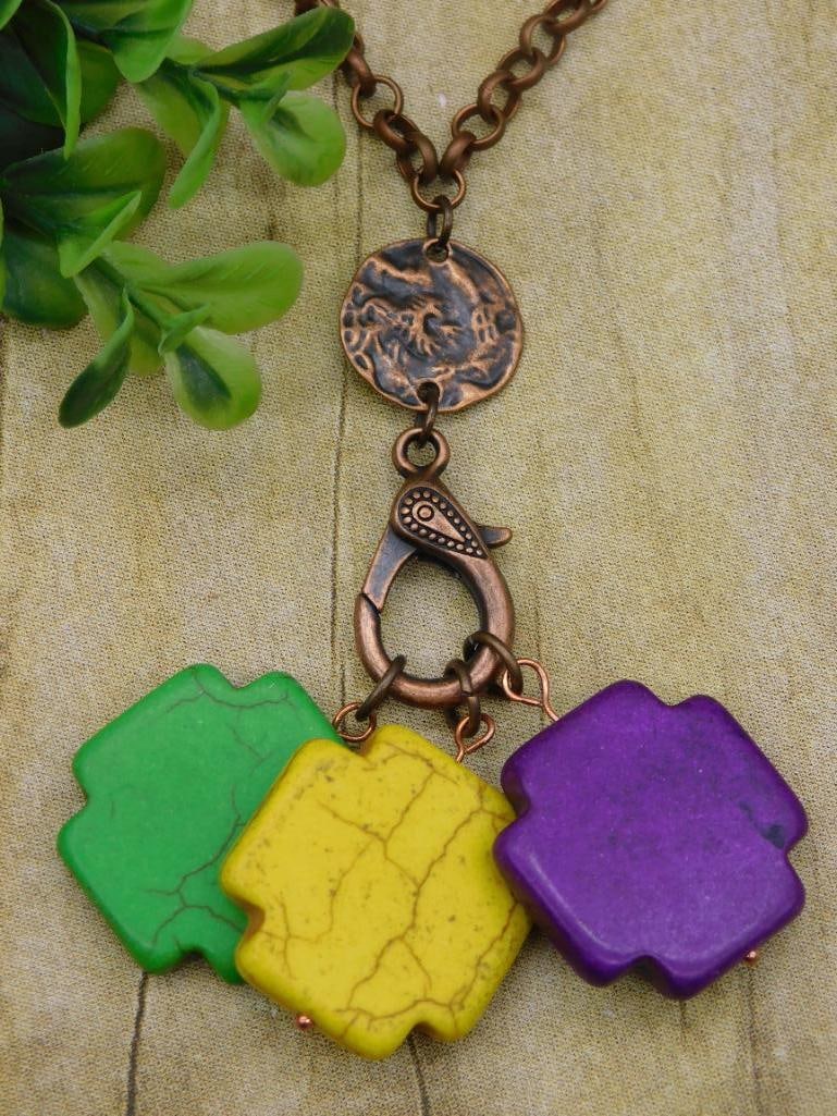 INTERCHANGEABLE STONE PENDANTS ON CHAIN NECKLACE - 2