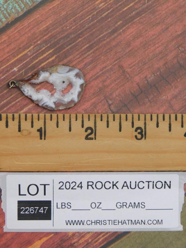 GEODE SLICE PENDANT ROCK STONE LAPIDARY SPECIMEN - 3