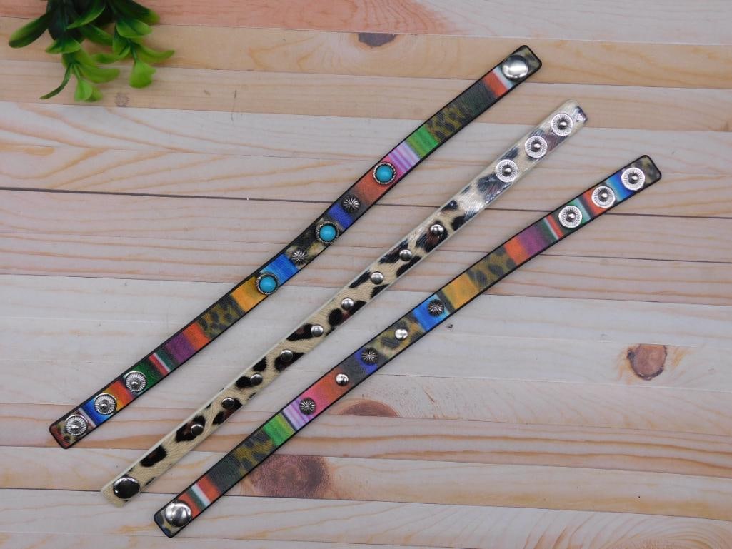 STUDDED SNAP BRACELETS: STUDDED SNAP BRACELETS - Part of our Discover Midnight Market, Crystals and Gems auction at HATMAN'S Auctions! Please see photos for measurements and condition. YES, we have in-house shipping! We