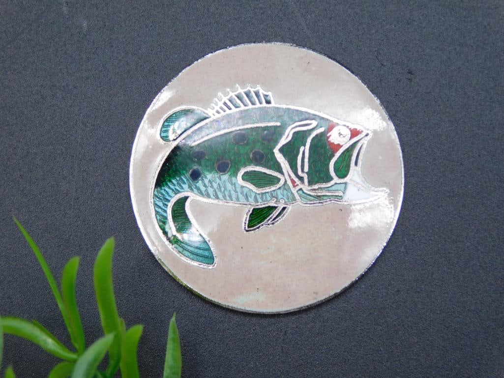 BASS CABOCHON MEDALLION: BASS CABOCHON MEDALLION - Part of our Discover Midnight Market, Crystals and Gems auction at HATMAN'S Auctions! Please see photos for measurements and condition. YES, we have in-house shipping! We hav