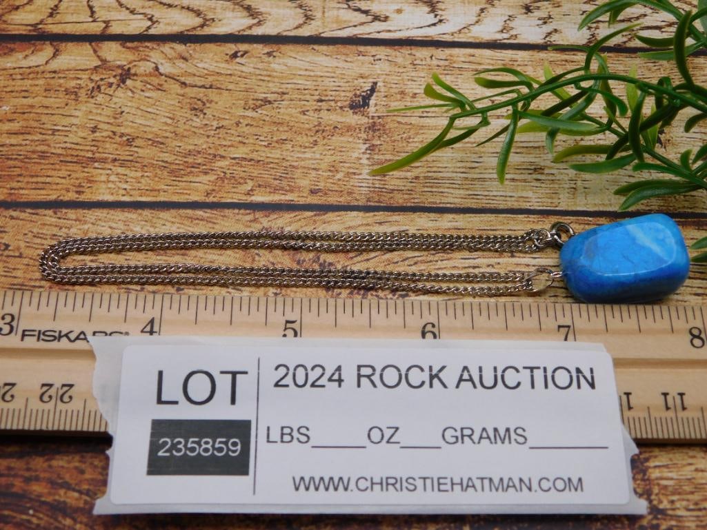 GENUINE STONE PENDANT ON CHAIN NECKLACE ROCK STONE LAPIDARY SPECIMEN: GENUINE STONE PENDANT ON CHAIN NECKLACE ROCK STONE LAPIDARY SPECIMEN - Part of our Discover Silver Lining, Crystals and Gems auction at HATMAN'S Auctions! Please see photos for measurements and