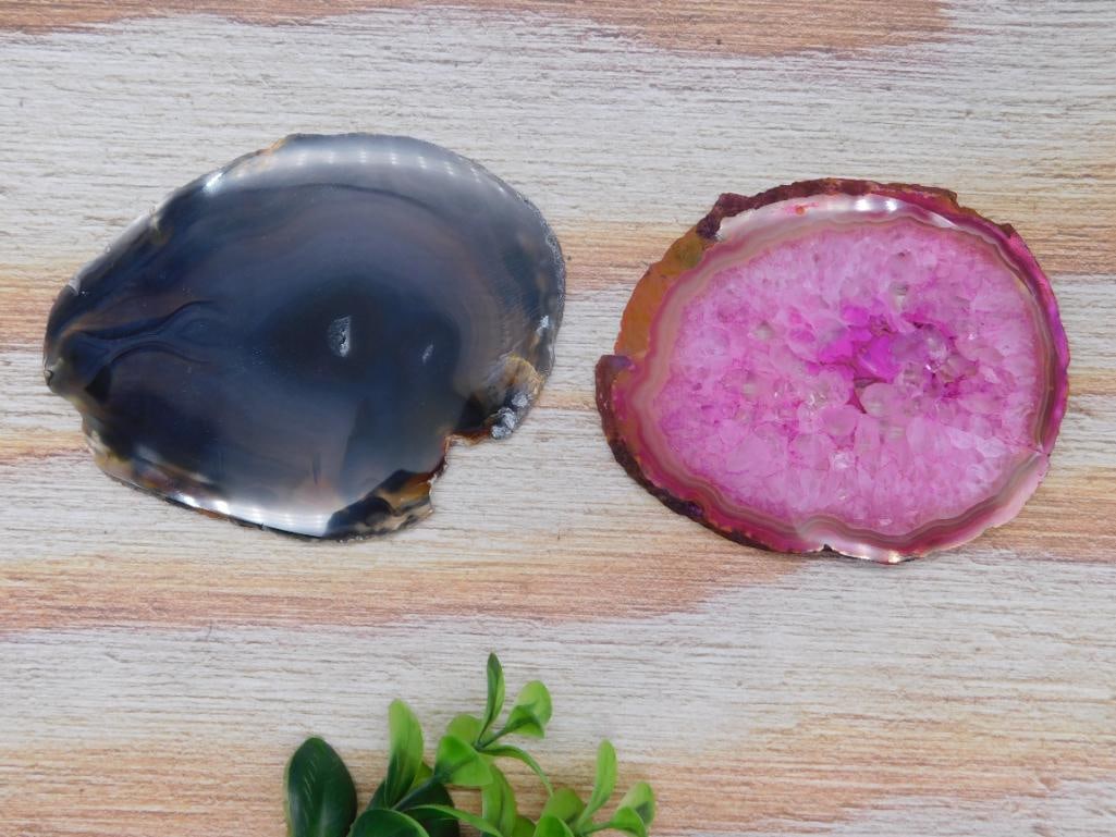 AGATE SLICE ROCK STONE LAPIDARY SPECIMEN (1 of 2)