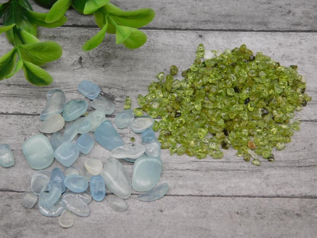 AQUAMARINE AND PERIDOT ROCK STONE LAPIDARY SPECIMEN: AQUAMARINE AND PERIDOT ROCK STONE LAPIDARY SPECIMEN