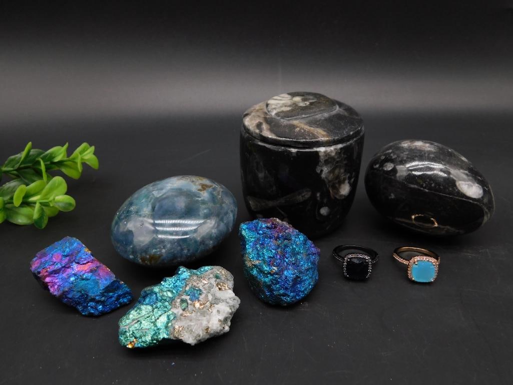 MIXED LOT ROCK STONE LAPIDARY SPECIMEN: MIXED LOT ROCK STONE LAPIDARY SPECIMEN