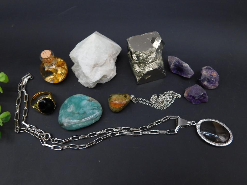 MIXED JEWELRY LOT ROCK STONE LAPIDARY SPECIMEN: MIXED JEWELRY LOT ROCK STONE LAPIDARY SPECIMEN