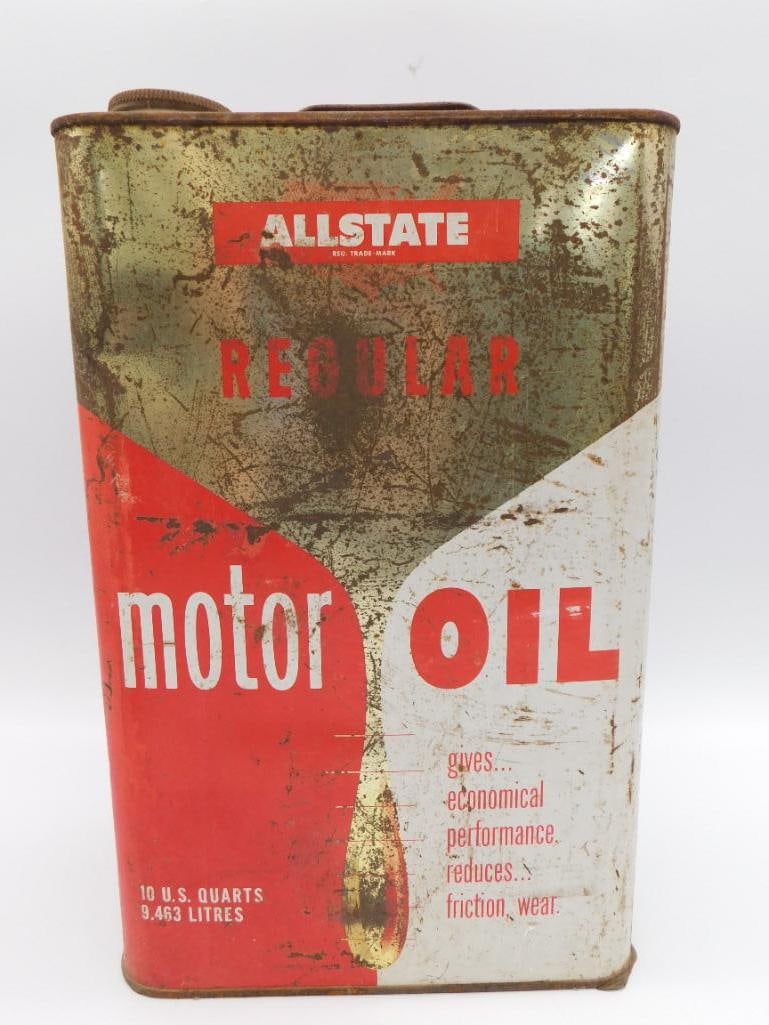 ALLSTATE MOTOR OIL TIN CAN VINTAGE ANTIQUE AUTOMOBILIA (1 of 2)