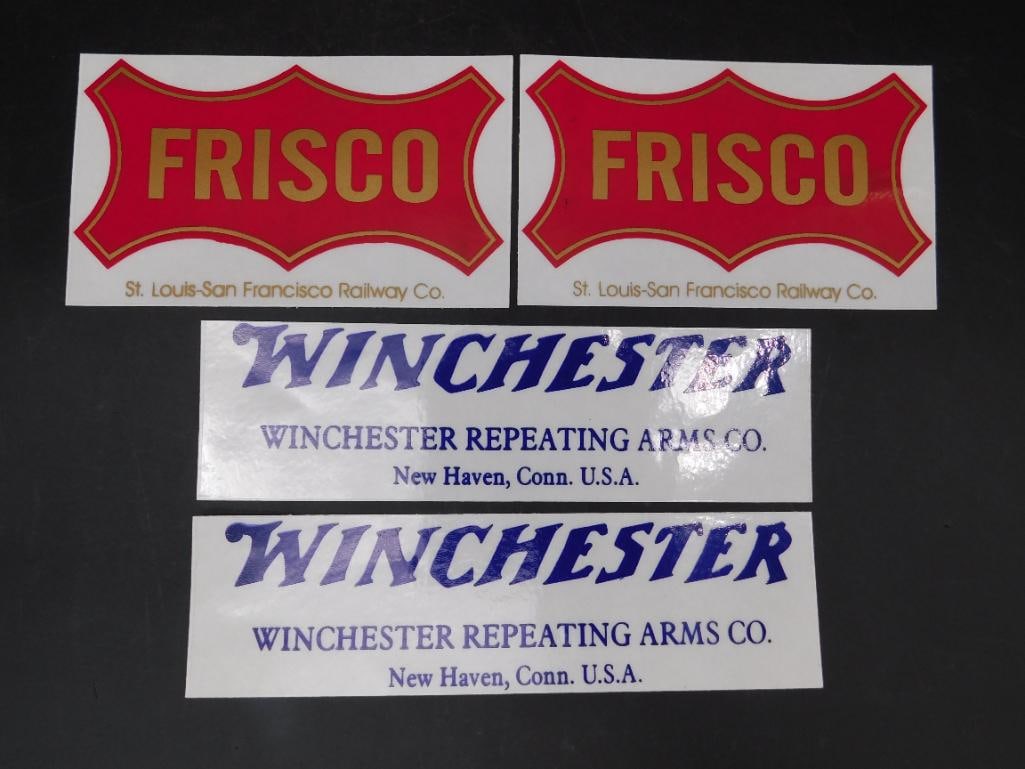 WINCHESTER AND FRISCO ADVERTISING STICKERS (1 of 2)