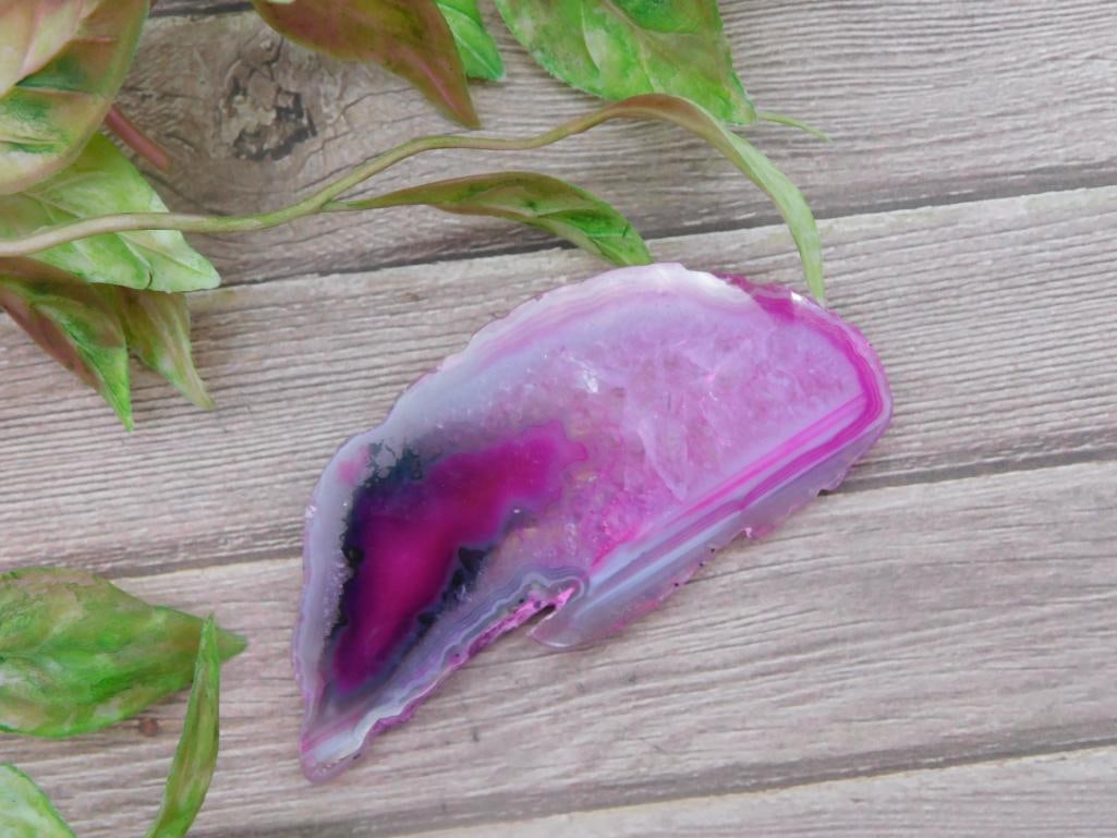 Pink Agate Slice with Polished Finish ROCK STONE LAPIDARY SPECIMEN (1 of 2)