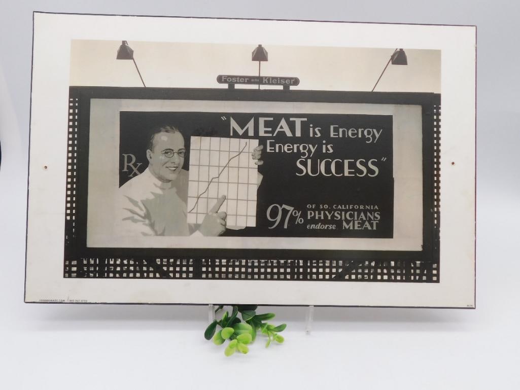 MEAT BILLBOARD ADVERTISING PRINT VINTAGE ANTIQUE: MEAT BILLBOARD ADVERTISING PRINT VINTAGE ANTIQUE