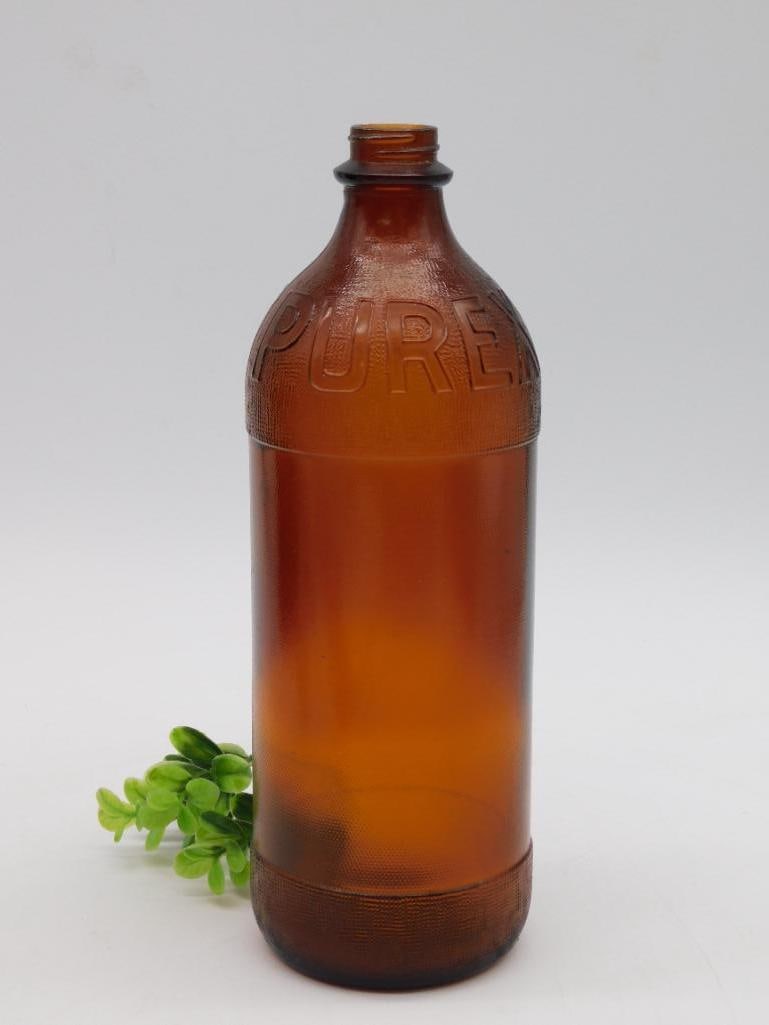 PUREX BROWN GLASS BOTTLE VINTAGE ANTIQUE: PUREX BROWN GLASS BOTTLE VINTAGE ANTIQUE