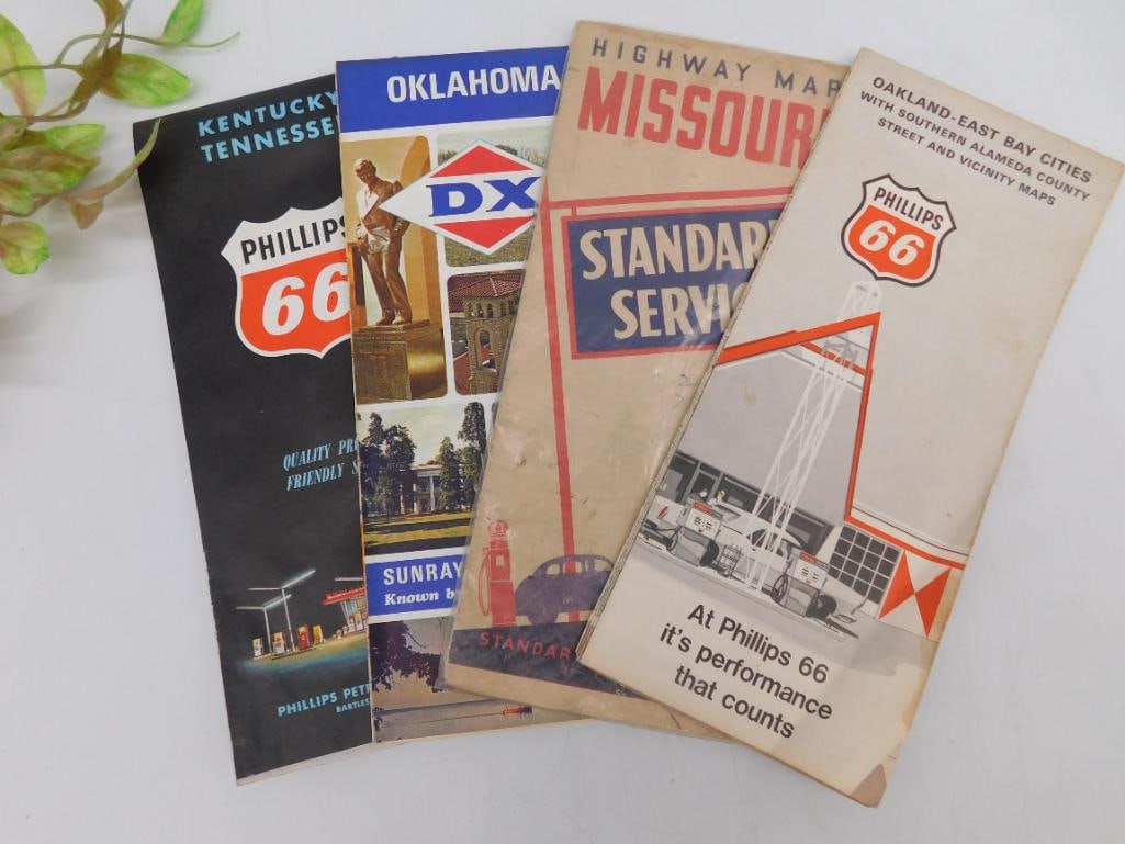 Lot of 4 Vintage Phillips 66 Gas Station Maps (1 of 2)