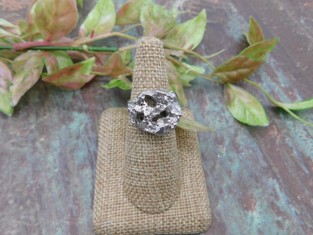 Silver-Toned Ring with Rough Nugget Design (1 of 3)