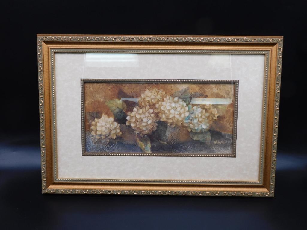 Framed Artwork Featuring Floral Motif by Albena Hristova: Framed Artwork Featuring Floral Motif by Albena Hristova