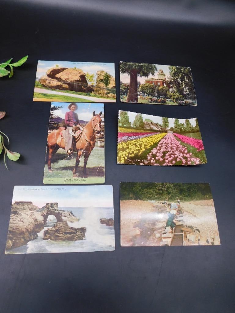 Collection of 6 Colorful Postcards Depicting Various Scenes (1 of 2)