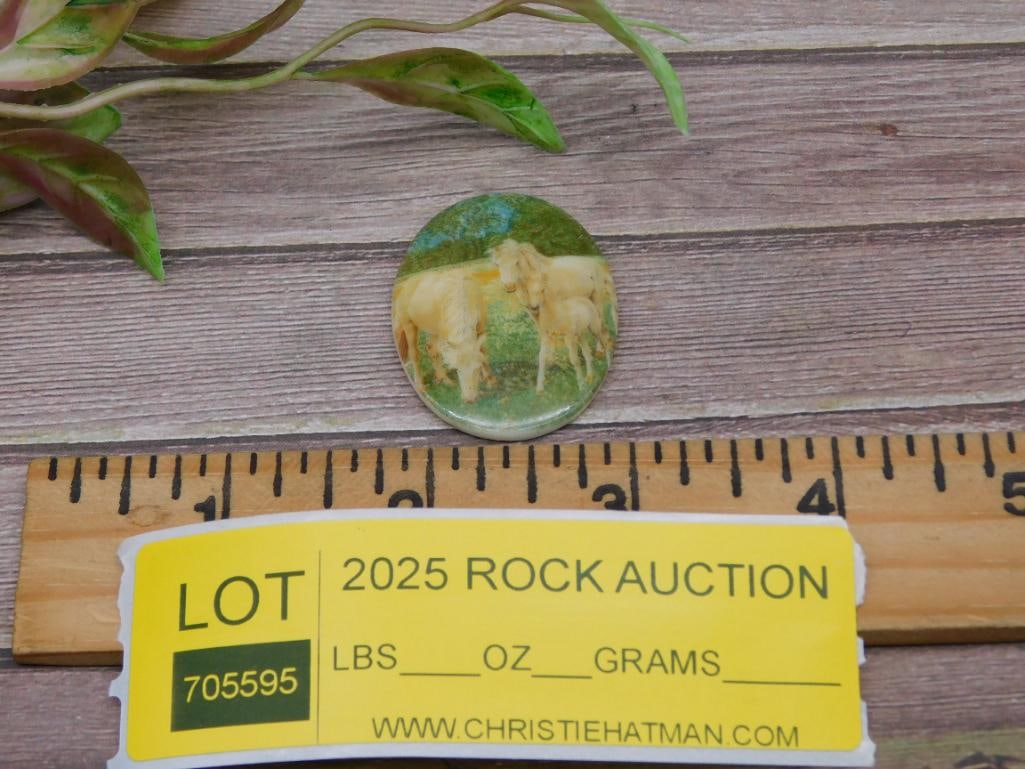 Oval Stone Cabochon Featuring Animal Engraving - 2