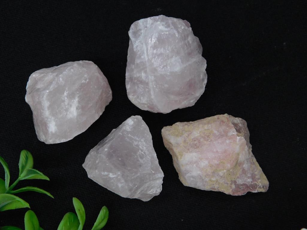 Four Rose Quartz Specimens for Auction Rock Stone Lapidary Specimen: Four Rose Quartz Specimens for Auction Rock Stone Lapidary Specimen