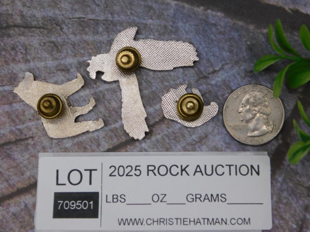 Metal Animal Pins Featuring Wolf, Eagle, and Bear - 2