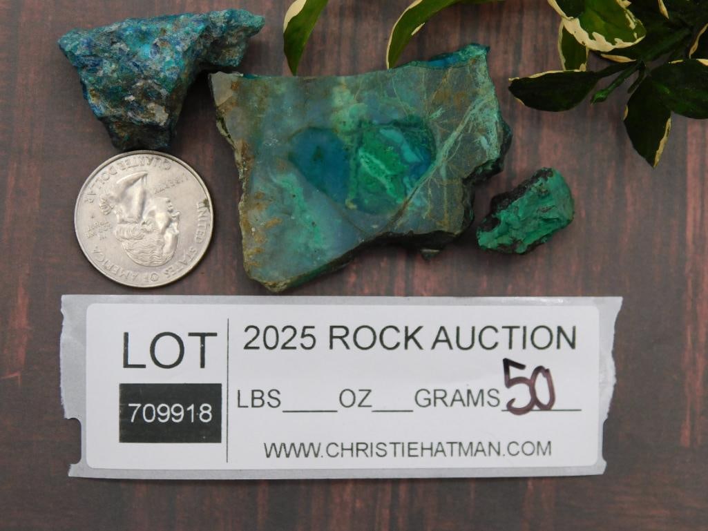 Three Chrysocolla Specimens ROCK STONE LAPIDARY SPECIMEN - 3