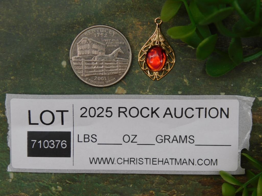 Gold-Tone Pendant With Red Stone - 2