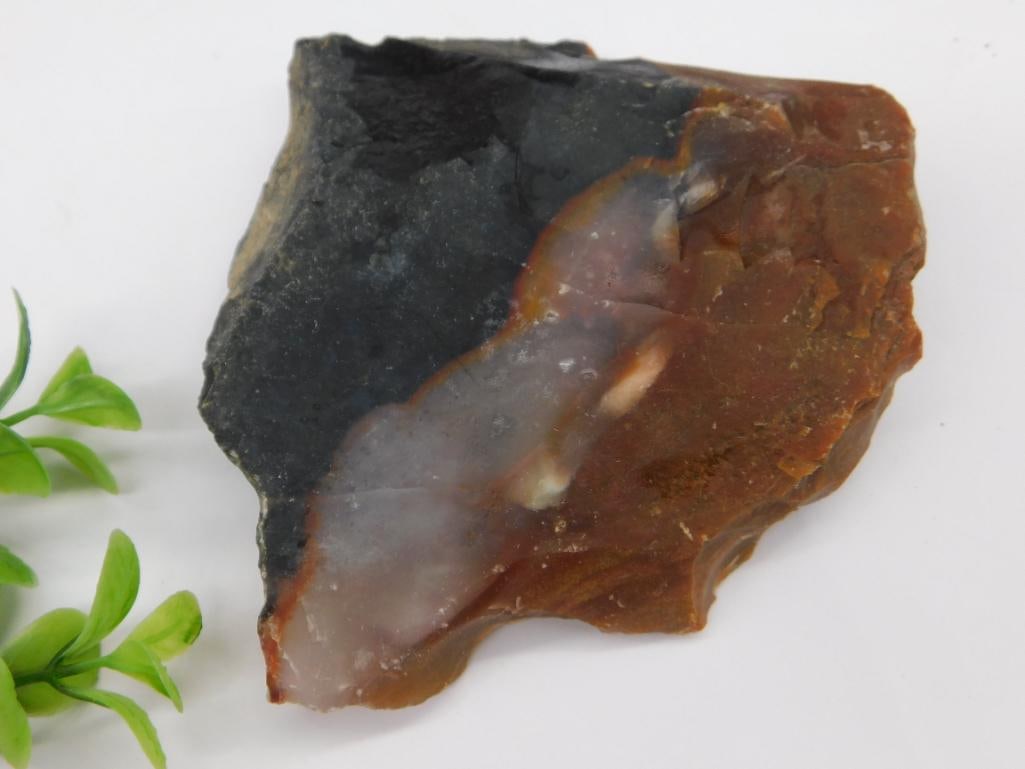 Polished Agate and Black Rock Specimen, 250 Grams ROCK STONE LAPIDARY SPECIMEN (1 of 2)