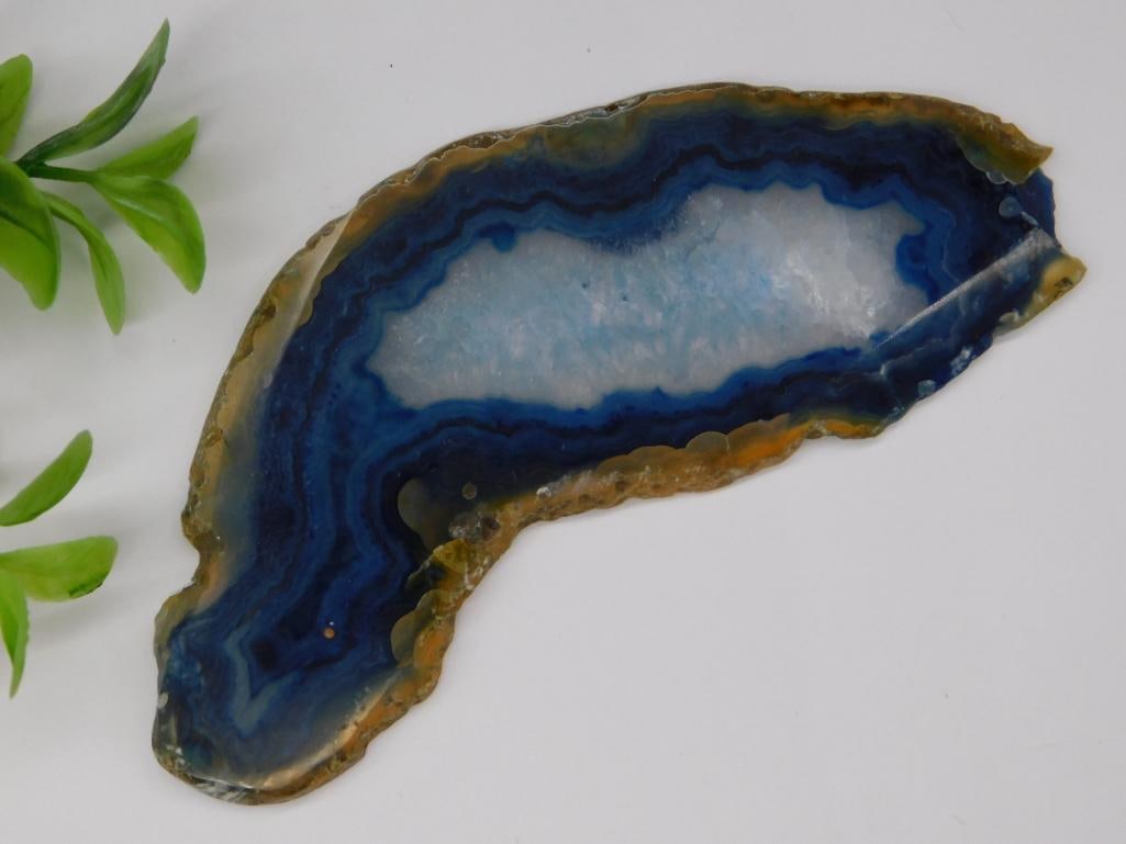 Blue Banded Agate Slice With Polished Edges ROCK STONE LAPIDARY SPECIMEN (1 of 2)