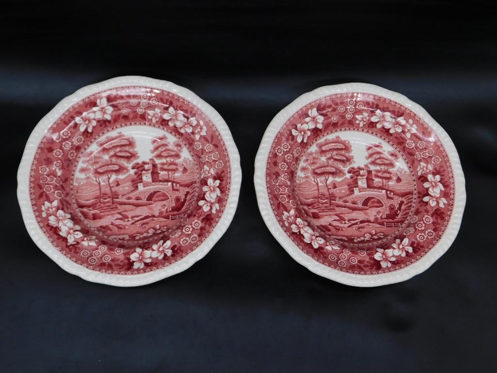 COPELAND SPODE TOWER PINK DINNER PLATES VINTAGE ANTIQUE (1 of 3)