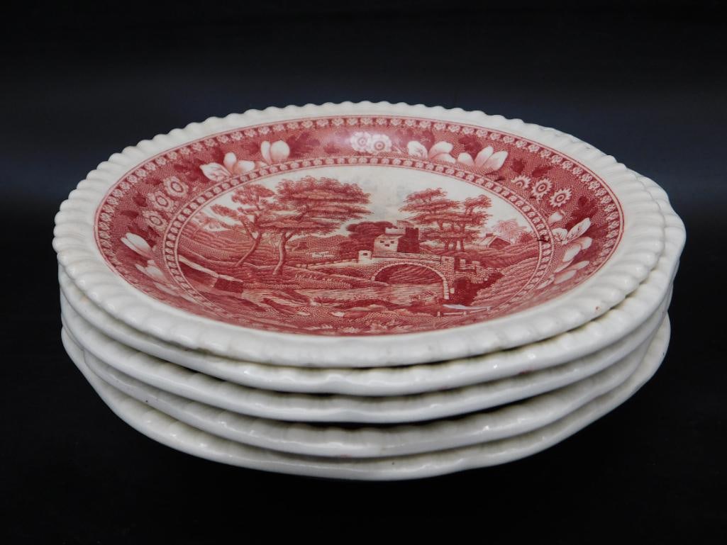 COPELAND SPODE TOWER PINK PLATES VINTAGE ANTIQUE (1 of 4)