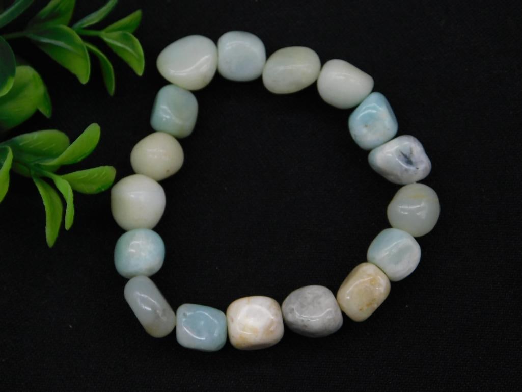 AMAZONITE STRETCH BRACELET ROCK STONE LAPIDARY SPECIMEN: AMAZONITE STRETCH BRACELET ROCK STONE LAPIDARY SPECIMEN
