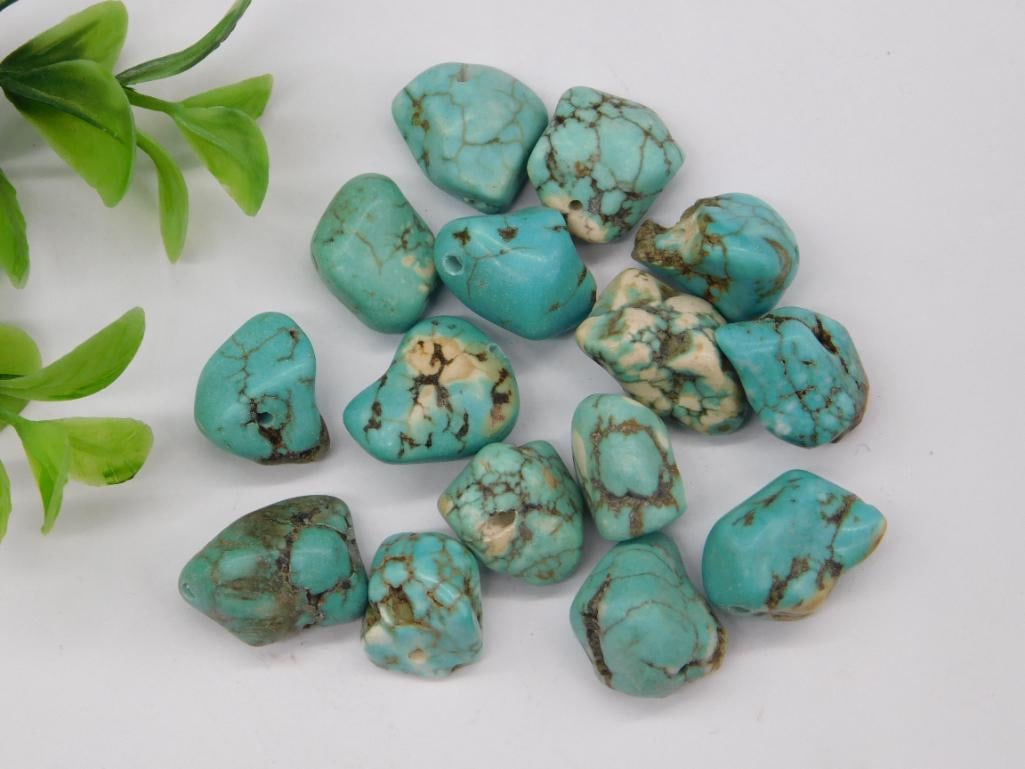 TURQUOISE NUGGET BEADS ROCK STONE LAPIDARY SPECIMEN (1 of 2)