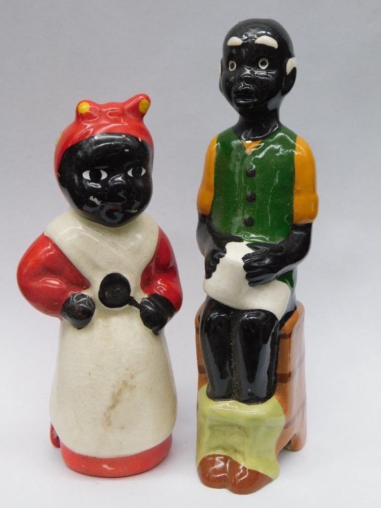 AUNT JEMIMA AND UNCLE MOSE CERAMIC SALT AND PEPPER SHAKERS VINTAGE ANTIQUE: AUNT JEMIMA AND UNCLE MOSE CERAMIC SALT AND PEPPER SHAKERS VINTAGE ANTIQUE
