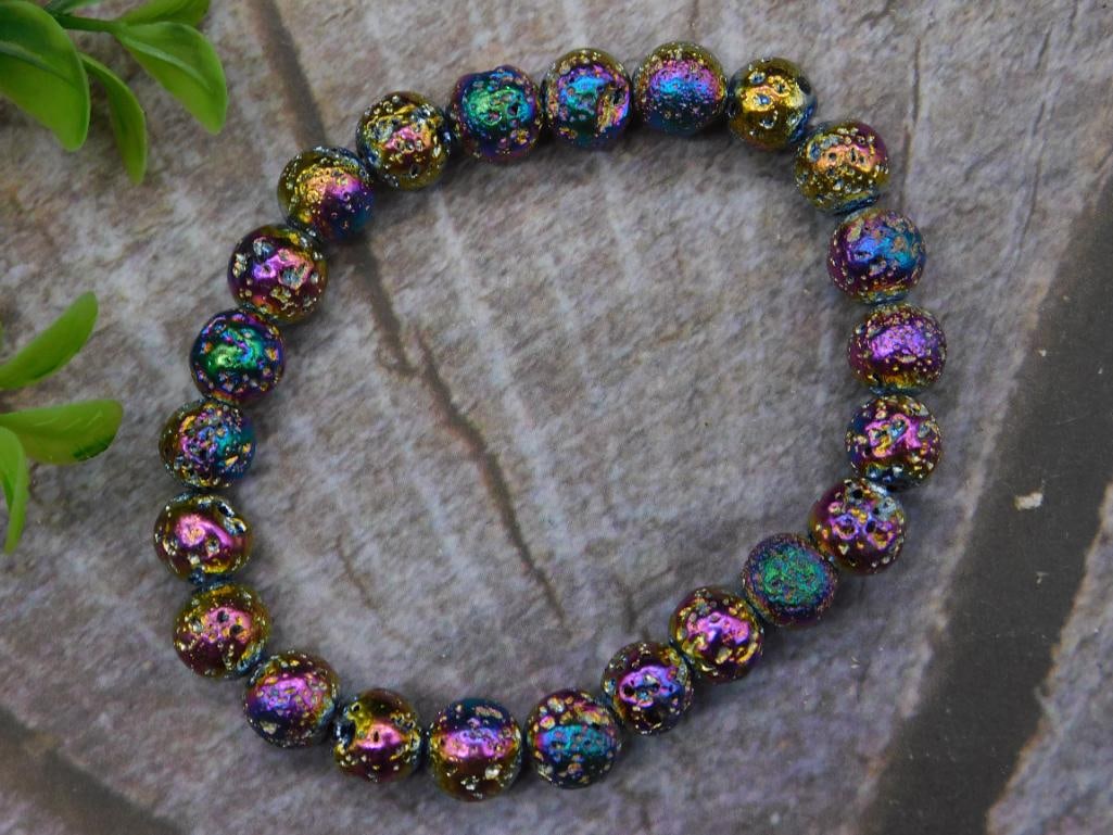 DRUZY TITANIUM LAVA STONE BRACELET ROCK STONE LAPIDARY SPECIMEN: DRUZY TITANIUM LAVA STONE BRACELET ROCK STONE LAPIDARY SPECIMEN
