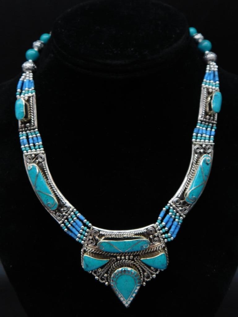 TURQUOISE NECKLACE ROCK STONE LAPIDARY SPECIMEN: TURQUOISE NECKLACE ROCK STONE LAPIDARY SPECIMEN